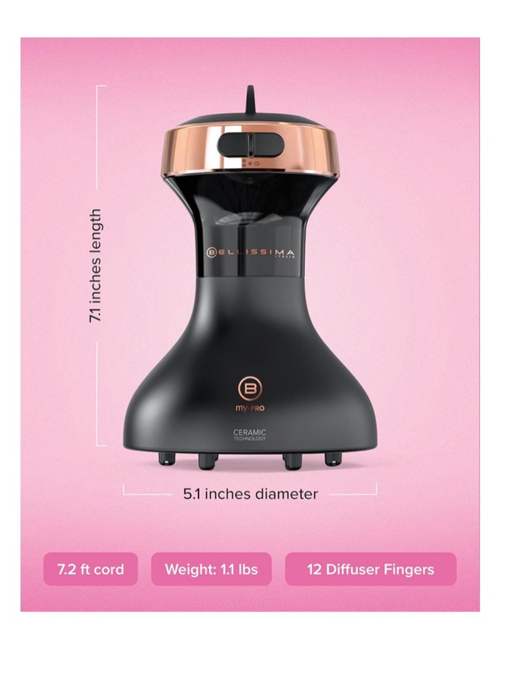 Bellissima Diffon Ceramic Diffuser for Curly Hair - Black - Picture 10 of 12
